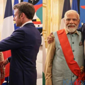 ಫ್ರಾನ್ಸ್‌ನ ಅತ್ಯುನ್ನತ ನಾಗರಿಕ ಪ್ರಶಸ್ತಿ ಸ್ವೀಕರಿಸಿದ  ಪ್ರಧಾನಿ ಮೋದಿ