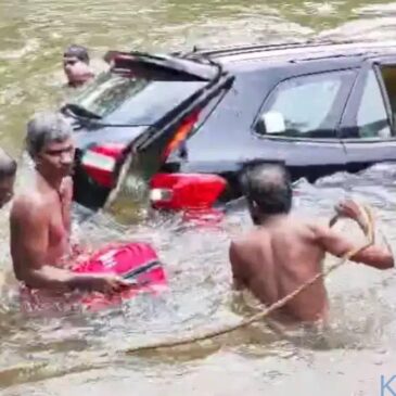 ಗೂಗಲ್ ಮ್ಯಾಪ್ ನಂಬಿ ಕಾರು ಓಡಿಸಿದ ಪ್ರವಾಸಿಗರು : ತುಂಬಿ ಹರಿಯುತ್ತಿದ್ದ ಹೊಳೆಗೆ ಬಿದ್ದ ಕಾರು…!