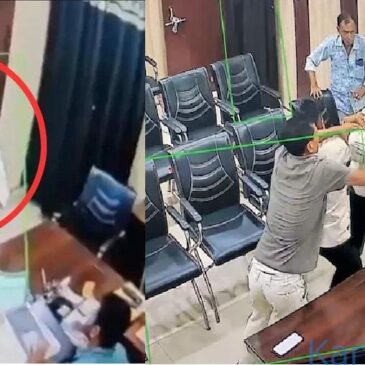 ಶಿಕ್ಷಣಾಧಿಕಾರಿಗೆ ಬೆಲ್ಟಿನಿಂದ ಹೊಡೆದ ಶಾಲಾ ಮುಖ್ಯ ಶಿಕ್ಷಕ ; ವೀಡಿಯೊ ವೈರಲ್‌