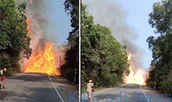 ಅಂಕೋಲಾ: ಬೆಂಕಿ ಹೊತ್ತಿ ಉರಿದ ಟ್ಯಾಂಕರ್‌