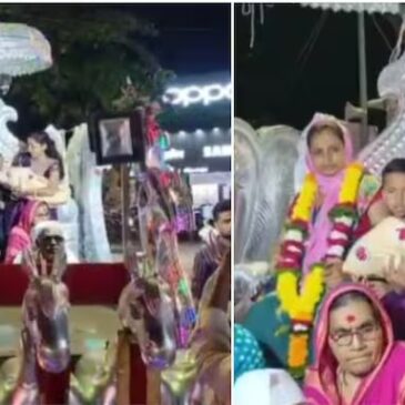 200 ವರ್ಷಗಳ ಬಳಿಕ ಕುಟುಂಬದಲ್ಲಿ ಹೆಣ್ಣು ಮಗುವಿನ ಜನನ : ರಥದಲ್ಲಿ ಕುಳ್ಳಿರಿಸಿ ಮೆರವಣಿಗೆ ಮೂಲಕ ಮನೆಗೆ ಕರೆತಂದ ಕುಟುಂಬ !