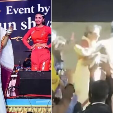 ದಸರಾ ಕಾರ್ಯಕ್ರಮದ ವೇದಿಕೆಯಲ್ಲಿ ನಟಿ ರಚಿತಾ ರಾಮ್ ಹೆಗಲ ಮೇಲೆ ಕೈ ಹಾಕಿ ಅಭಿಮಾನಿಯ ಹುಚ್ಚಾಟ